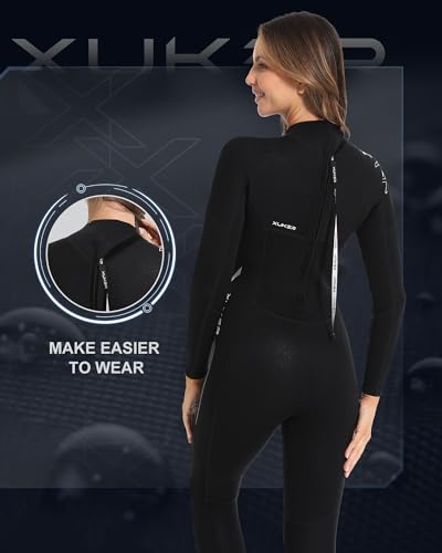 XUKER Wetsuit Women, 2mm Neoprene Long Sleeve Full Body Back Zip Wet Suit in Cold Water for Diving Surfing Snorkeling Kayaking Swimming Scuba Water Sports - Image 5