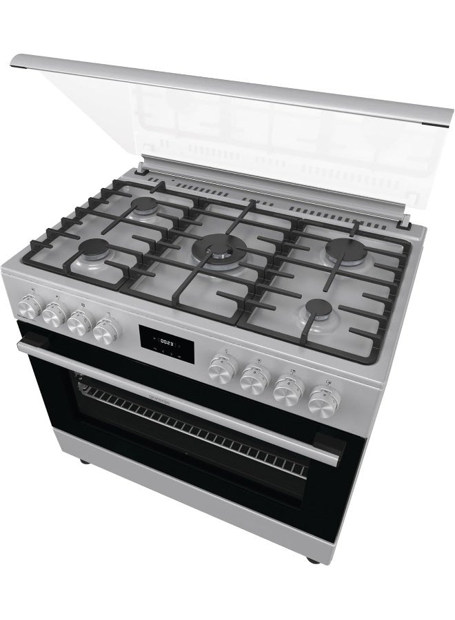 Gorenje 90 cm Freestanding Gas Cooker GK9C40X – 5-Burner Hob with Triple Ring Burner, 105L Oven, Catalytic Self-Cleaning, and Cast Iron Pan Supports | GK9C40X silver - Image 5