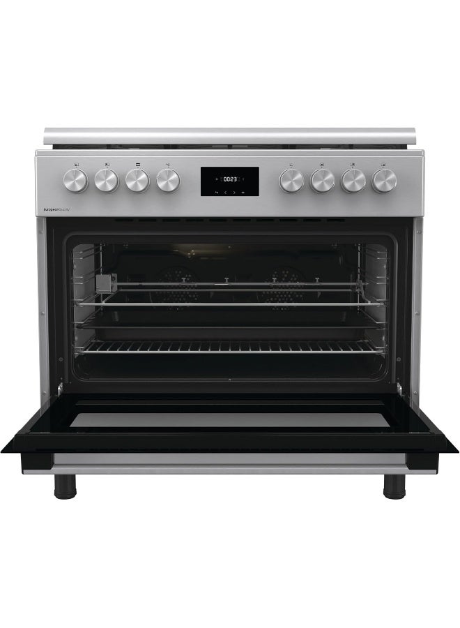 Gorenje 90 cm Freestanding Gas Cooker GK9C40X – 5-Burner Hob with Triple Ring Burner, 105L Oven, Catalytic Self-Cleaning, and Cast Iron Pan Supports | GK9C40X silver - Image 4
