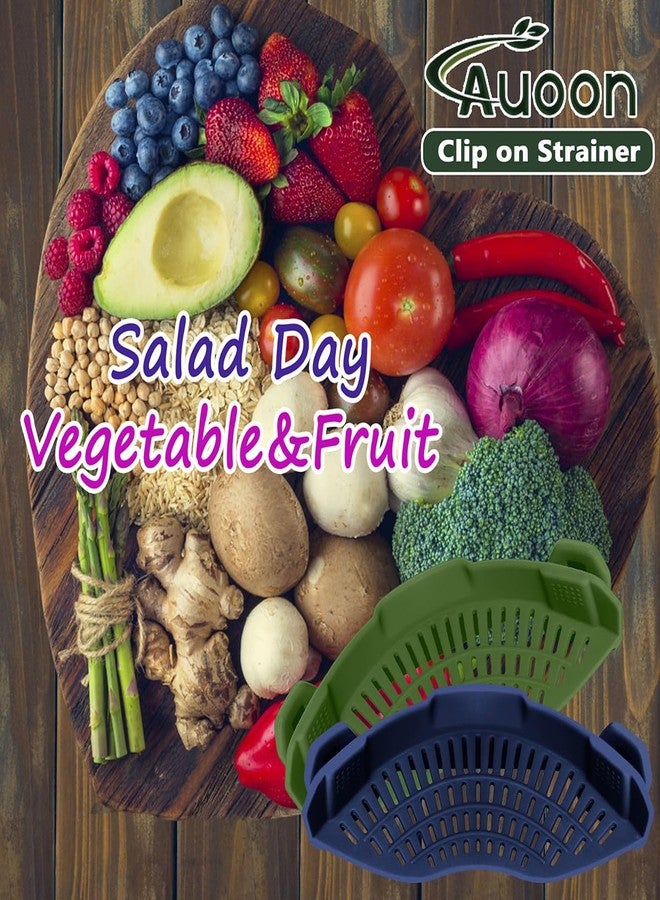 أون مصفاة سيليكون قابلة للتثبيت من AUOON لجميع الأواني والمقالي، مصفاة معكرونة قابلة للتثبيت، مصفاة طعام للحوم والخضراوات والفواكه من السيليكون - Image 5