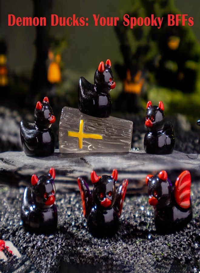 BovcTrraann 72 PCS Mini Resin Ducks Devil Mini Resin Ducks Halloween Black Demon Ducks Halloween Tiny Duck for Miniature Dollhouse Micro Landscape Garden Aquarium Craft Gifts Party Office Decor - Image 2
