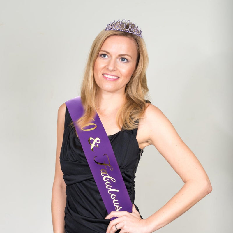 Vovii 60th Birthday Sash and Tiara, Purple Tiara, 60th Birthday Decorations for Women - Image 4