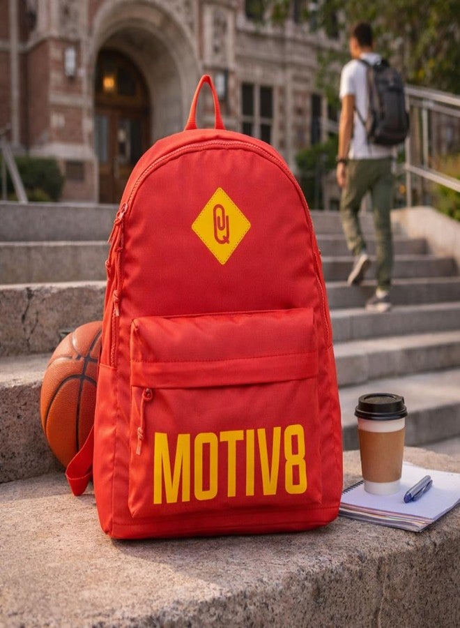 QIPS MOTIV8 School Backpack for Kids - Lightweight & Water-Resistant Tuition Bag with Cushioned Back - Unisex Travel Daypack for Boys & Girls - Daily Use Book Bag - Red - Image 2