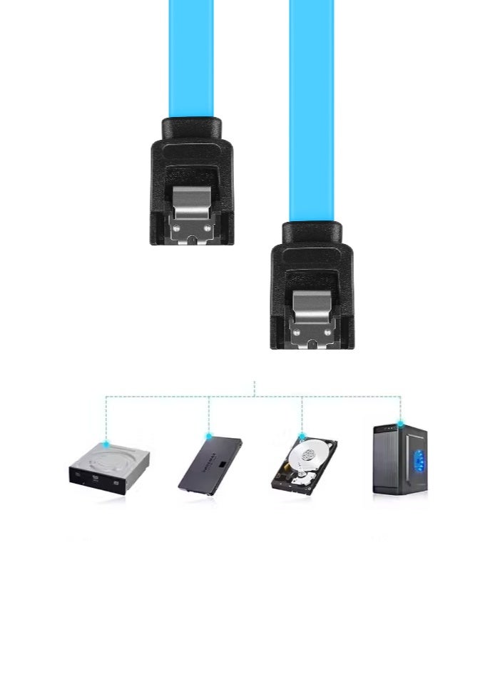 SATA III 6Gbps Data Cable with Locking Latch, 25cm – Straight Connector for HDD, SSD, CD/DVD Drive – Blue - Image 2