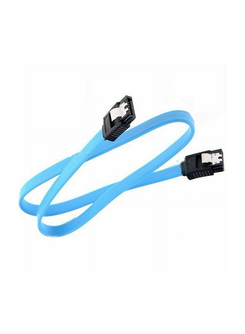 SATA III 6Gbps Data Cable with Locking Latch, 25cm – Straight Connector for HDD, SSD, CD/DVD Drive – Blue - Image 1