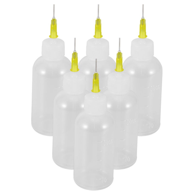 ULTNICE Plastic Applicator Precision Needle Tip Glue Dropper Dispenser Needle Squeeze Bottle Pack Of 6 White 50 ml - Image 1