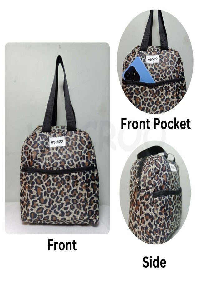 WECROO Insulated Lunch Bag Set with Matching Pouch, Leopard Print Design, Tote Bag for Women for Adults Kids Work School (Brown Cheeta Print) - Image 2