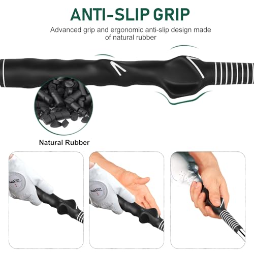KALAUTO Golf Grip Trainer Left Handed Golf Swing Training Aid-Retractable Click Club Trainer Indoor Practice Warm Up Stick Telescopic Short Club Tempo Sound Release Trainer Devices (Black-Left Hand) - Image 5