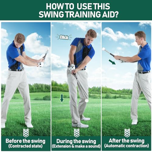 KALAUTO Golf Grip Trainer Left Handed Golf Swing Training Aid-Retractable Click Club Trainer Indoor Practice Warm Up Stick Telescopic Short Club Tempo Sound Release Trainer Devices (Black-Left Hand) - Image 2