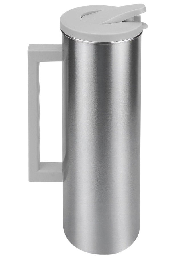 LCJAOF Stainless Steel Water Pitcher with Lid - 1.8L Metal Iced Tea Jug Large Capacity Metal Pitcher for Home Restaurants (Grey) - Image 1