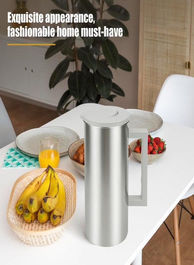 LCJAOF Stainless Steel Water Pitcher with Lid - 1.8L Metal Iced Tea Jug Large Capacity Metal Pitcher for Home Restaurants (Grey) - Image 4