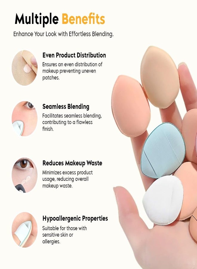 Gleva 6 Pcs Mini Finger Powder Puff & Soft Makeup Blender Set, Reusable Makeup Sponges for Loose Powder, Liquid Foundation & Contouring, Suitable for Wet & Dry Use - Image 3