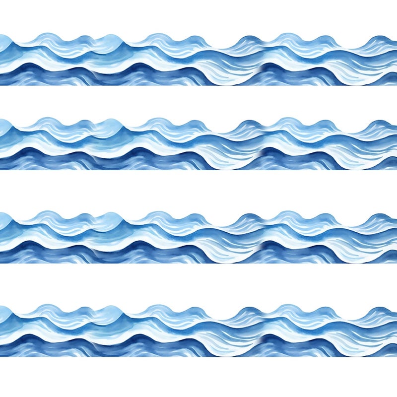 Besttile Ocean Waves Bulletin Board Borders 3 x 11 Inch Summer & Back to School Theme Party Classroom Decorations,30 Pcs - Image 5