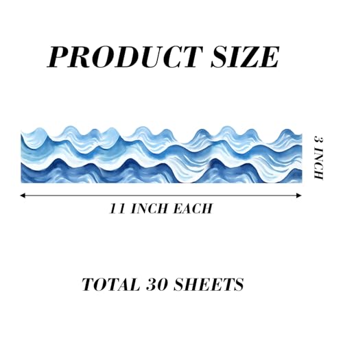 Besttile Ocean Waves Bulletin Board Borders 3 x 11 Inch Summer & Back to School Theme Party Classroom Decorations,30 Pcs - Image 2