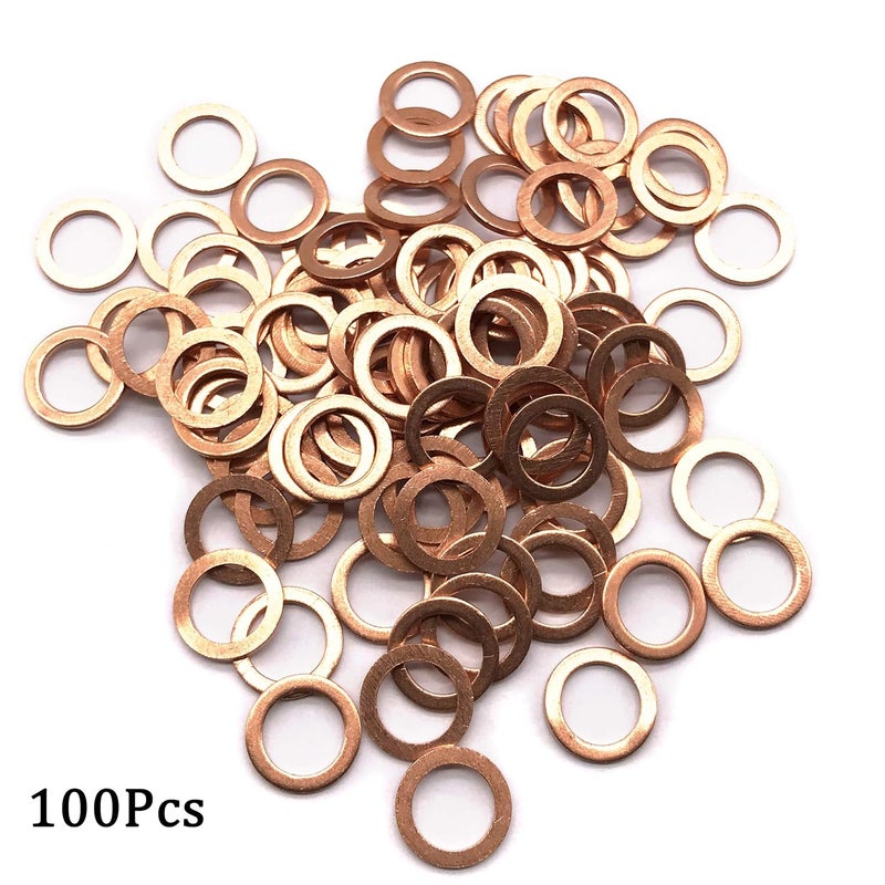 NACX M8 Flat Washer Copper Sealing Ring, 8mm ID 12mm OD 1mm Thickness Metric Sealing Gasket, 100 Pieces - Image 3
