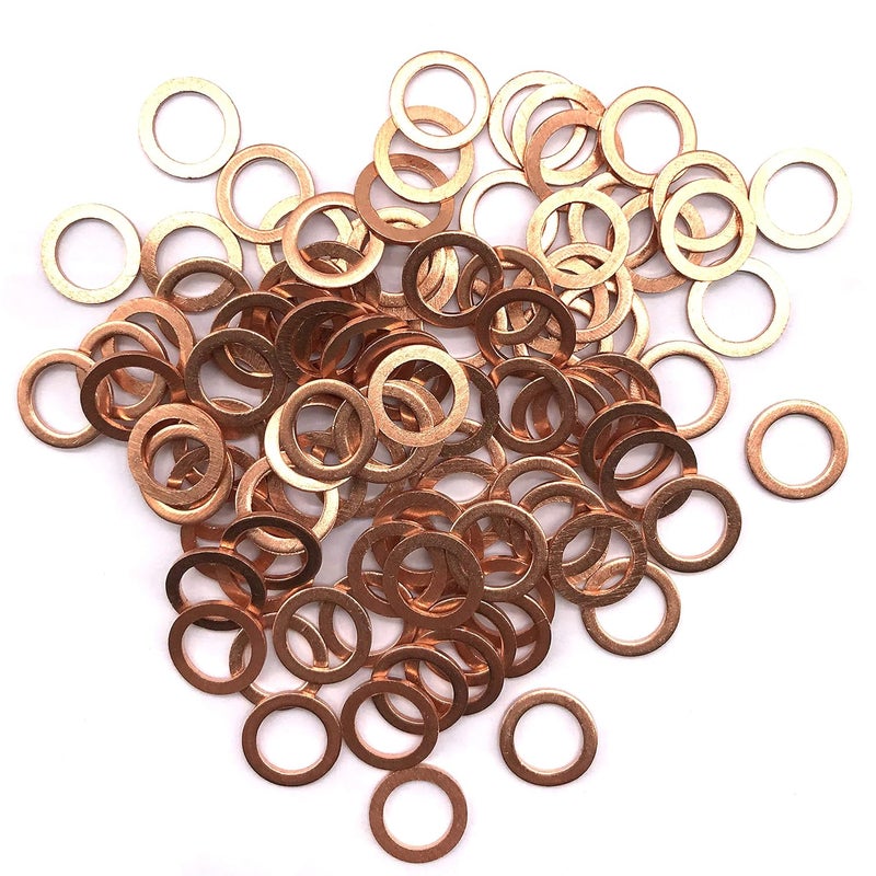 NACX M8 Flat Washer Copper Sealing Ring, 8mm ID 12mm OD 1mm Thickness Metric Sealing Gasket, 100 Pieces - Image 1