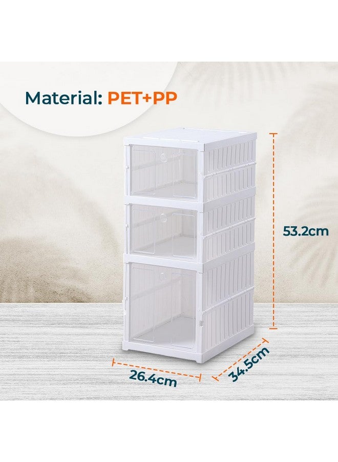Kuber Industries Kuber Industries 3 Layer Shoe Box for Storage|Multi-Purpose Plastic Shoe Rack|Installation Free Shoe Organizer|White|  - Image 5