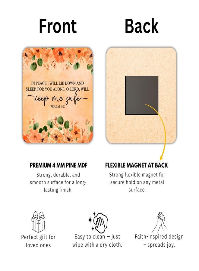 Printality Bible Verse Fridge Magnet Set of 6 - Christian Inspirational Scripture Magnets - Floral Faith Design - Strong Hold MDF Magnets for Fridge, Kitchen, Home & Office Décor - Image 3