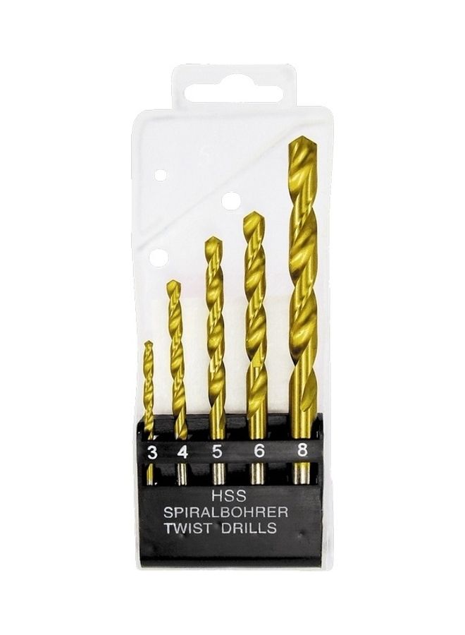 NIBEMINENT 5-Piece HSS Tin Metal Drill Set Gold 