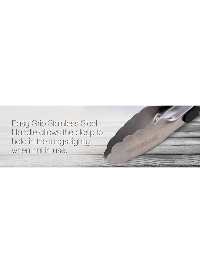 Royalford 9'' Stainless Steel Food Tong With Tpr Handle Multi Color 25.5X3.6 Cm Silver With Black Handle - Image 3