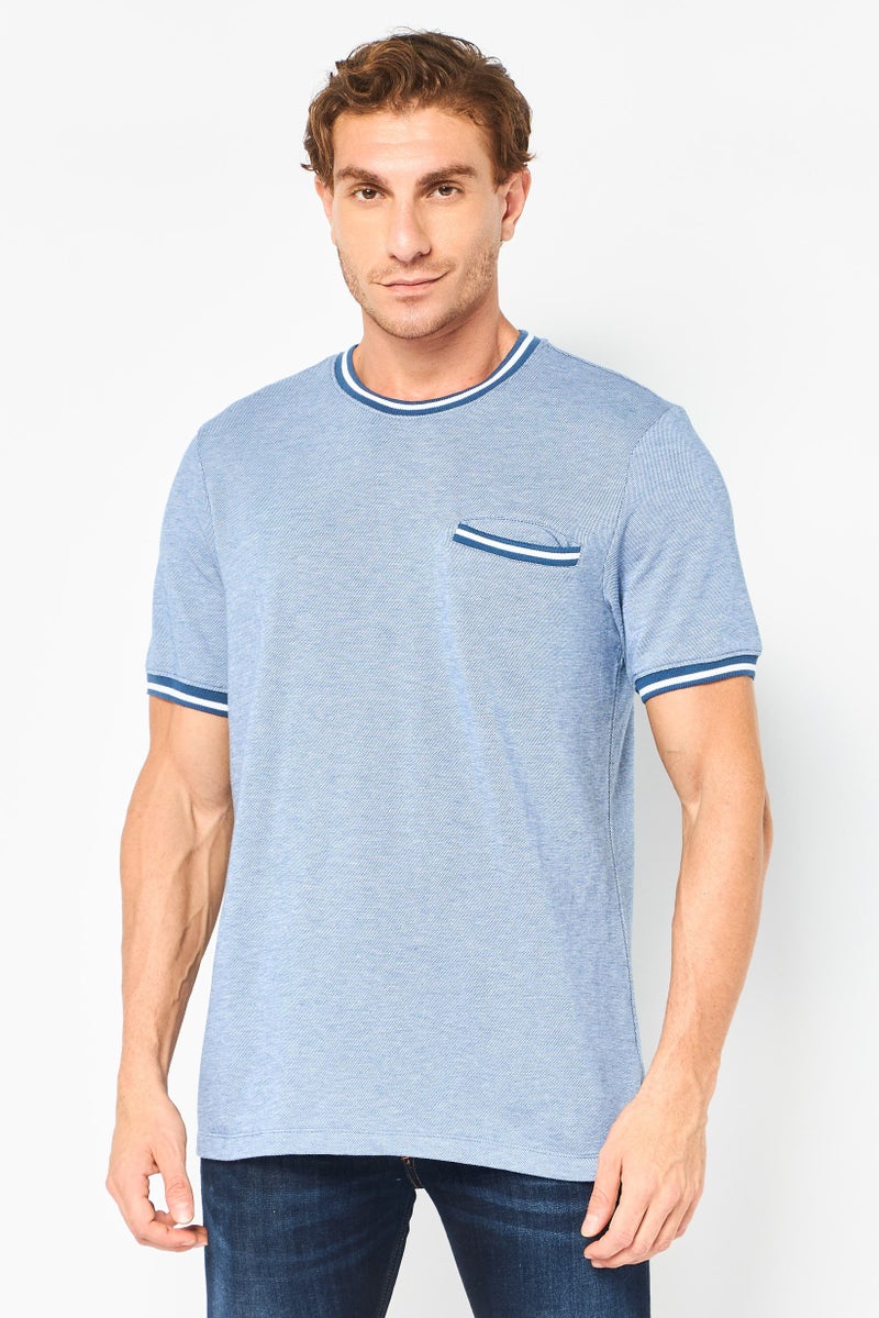 Chaps Men Crew Neck Short Sleeve Birdseye T-Shirt, Multicolor - Image 1