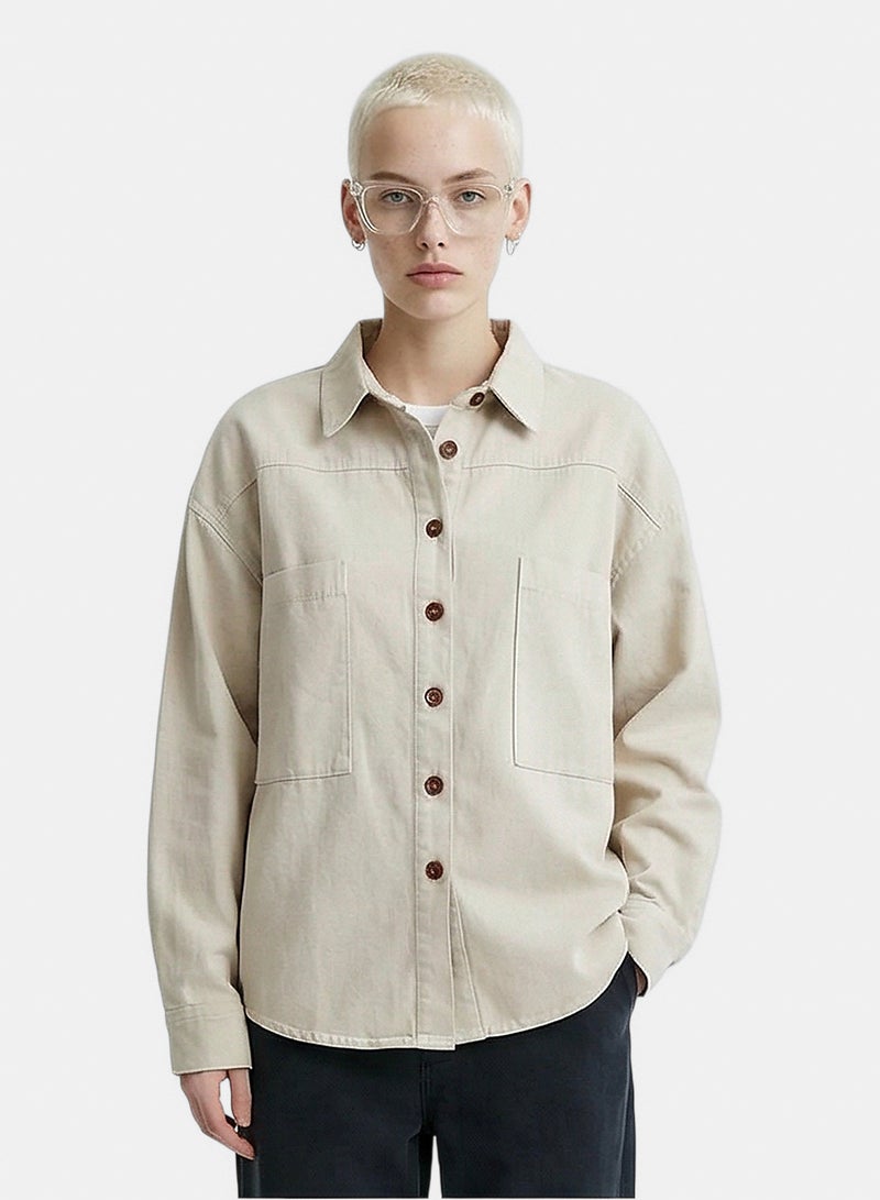 RAVIN Women Solid Casual Shirt with Front Pockets - Image 1