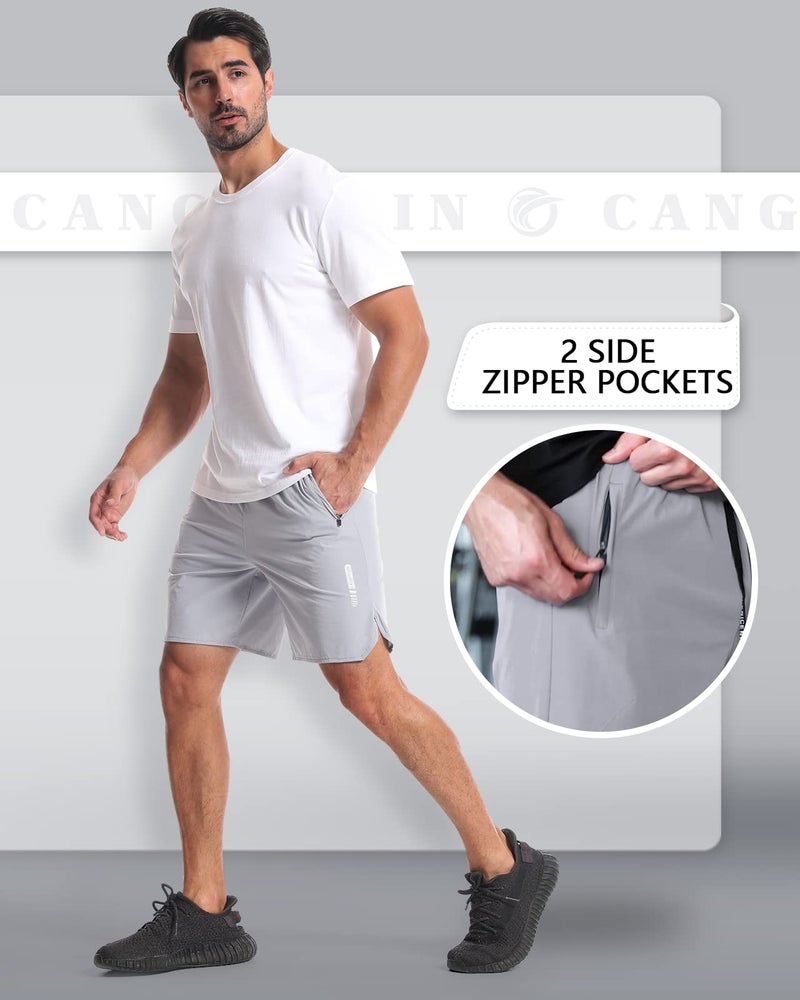 CANGHPGIN 2 Pack Mens Workout Athletic Shorts 7 inch Inseam Quick Dry Hiking Shorts Men Lightweight Sports Gym Shorts Running - Image 4