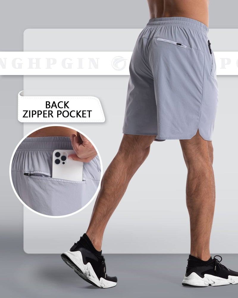 CANGHPGIN 2 Pack Mens Workout Athletic Shorts 7 inch Inseam Quick Dry Hiking Shorts Men Lightweight Sports Gym Shorts Running - Image 2