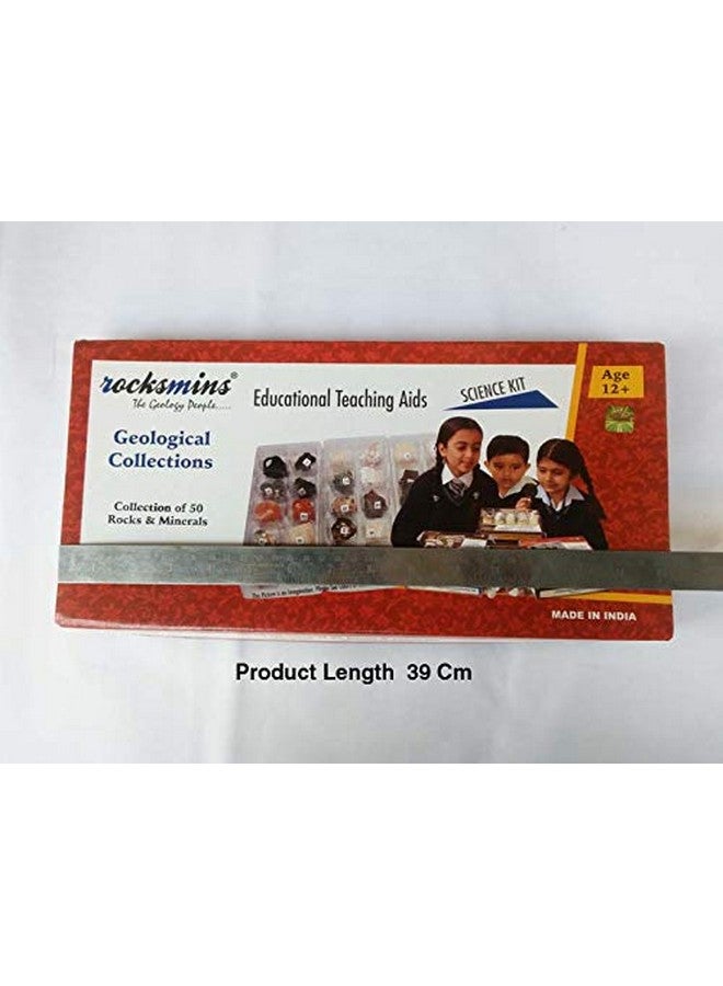 روكسمينز مجموعة Rocksmins من 50 عينة من الصخور والمعادن الطبيعية المختارة يدويًا (25 صخرة + 25 معدنًا) في صينية تخزين في صندوق ملون جميل عينات من الصخور والمعادن للجيولوجيا مجموعة علوم الأرض للفصول الدراسية - Image 5