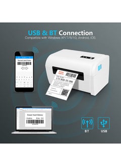 Generic Thermal Label Printer High Speed Shipping Label Printer USB BT Connection Support 40-110mm Paper Width Compatible with Windows for Supermarket Store Restaurant Logistic  - Image 3