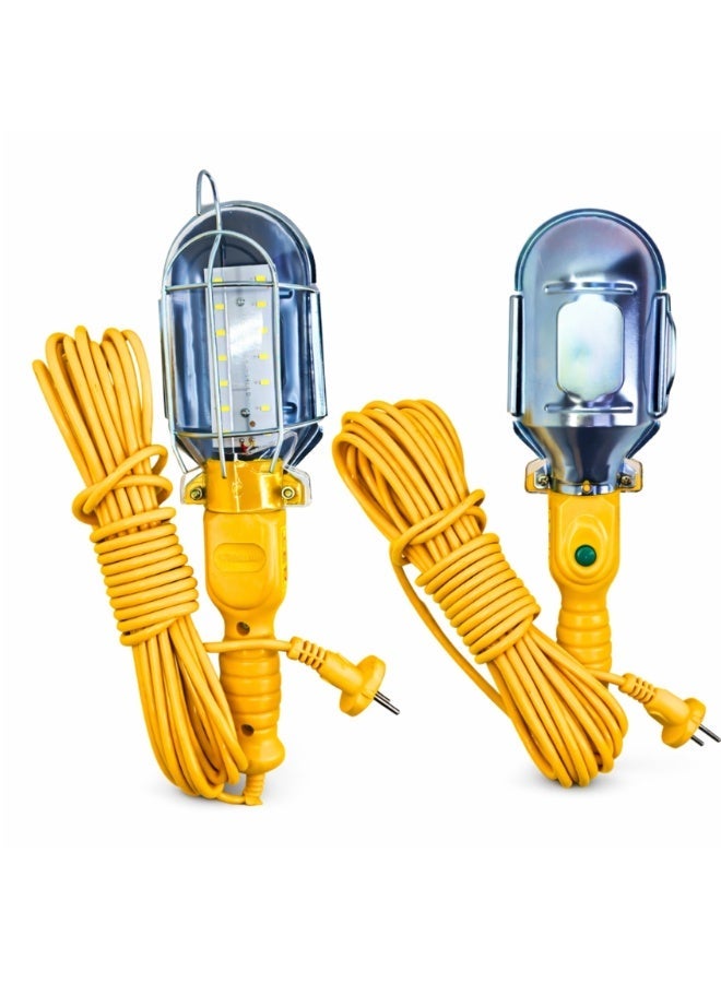 LED Work Light with Cage, Heavy Duty Corded Handheld Trouble Light, Portable Inspection Lamp with 10 meter Long Extension Cable for Garage, Workshop, Construction, Emergency Use - Image 1
