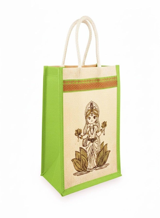 SAI BALAJI Reusable Jute Gift Bags with Zip Closure (26 x 21 cm) - Pack of 20 - Goddess Lakshmi Motif | Eco-Friendly Carry Bags for Return Gifts, Pooja, Festivals, Weddings & Daily Use - Image 5