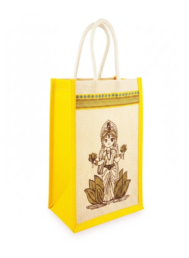 SAI BALAJI Reusable Jute Gift Bags with Zip Closure (26 x 21 cm) - Pack of 20 - Goddess Lakshmi Motif | Eco-Friendly Carry Bags for Return Gifts, Pooja, Festivals, Weddings & Daily Use - Image 3