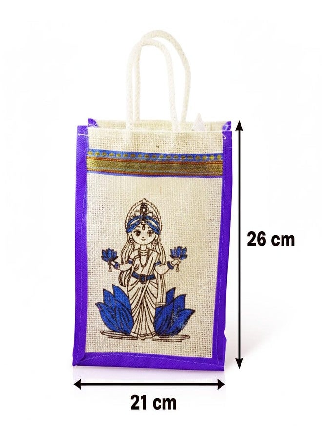 SAI BALAJI Reusable Jute Gift Bags with Zip Closure (26 x 21 cm) - Pack of 20 - Goddess Lakshmi Motif | Eco-Friendly Carry Bags for Return Gifts, Pooja, Festivals, Weddings & Daily Use - Image 2