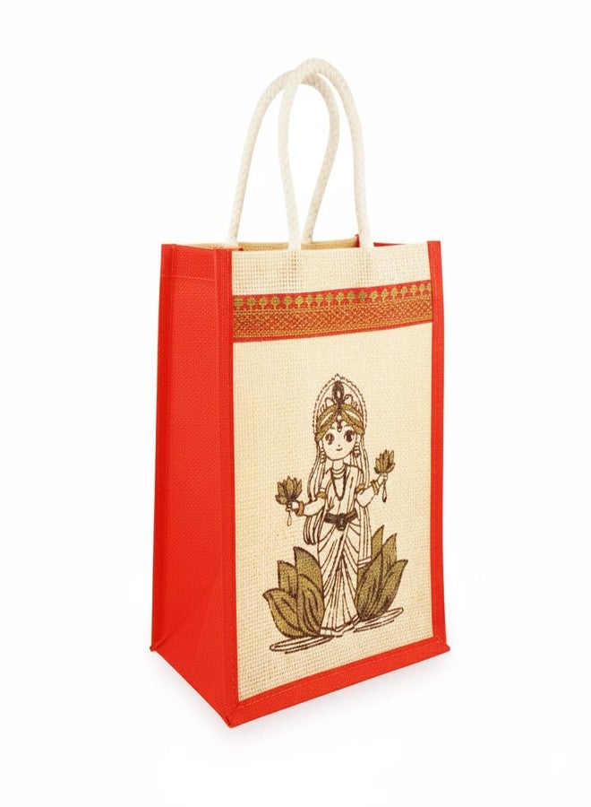SAI BALAJI Reusable Jute Gift Bags with Zip Closure (26 x 21 cm) - Pack of 20 - Goddess Lakshmi Motif | Eco-Friendly Carry Bags for Return Gifts, Pooja, Festivals, Weddings & Daily Use - Image 4