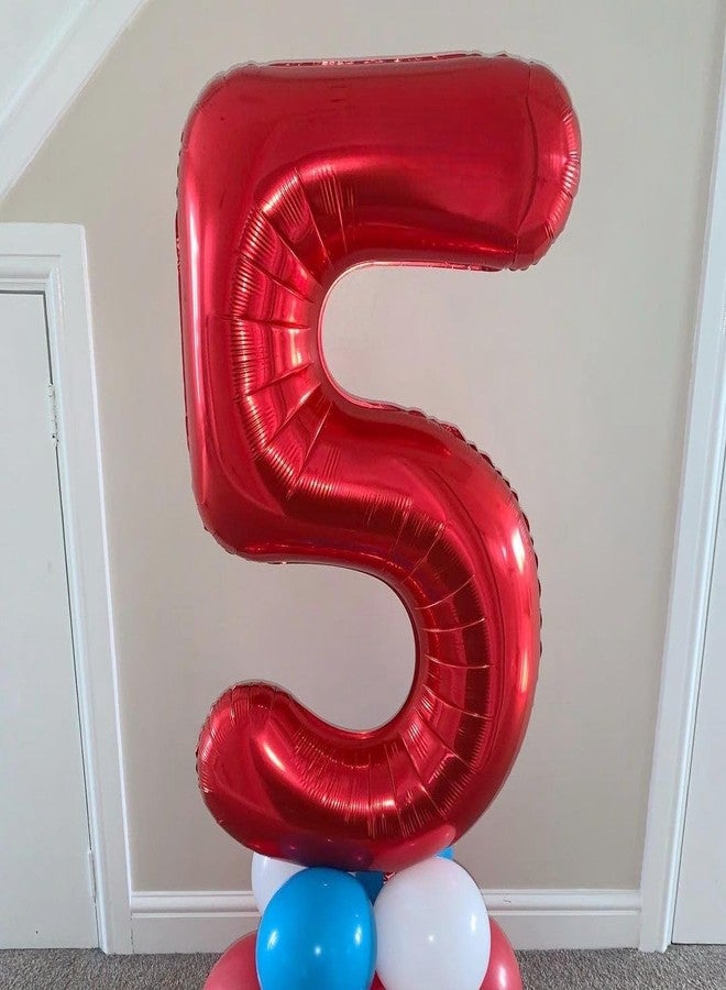 BBPOOL Red 5 Number Balloons,40 Inch 5 Balloons Foil Mylar Helium Big Red 5 Balloon Number for Birthday Party Anniversary Decorations - Image 3