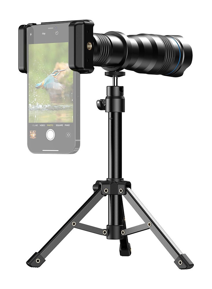 Enhance your phone camera with 36X telephoto lens kit for wildlife observation, sports events, and concerts. Complete with metal tripod, universal phone clip, and lens bag. Compatible with iPhone, H - Image 1