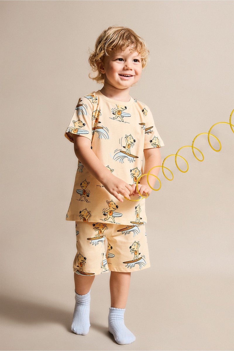 DeFacto Pink BabyBoy Baby Boy 100% Cotton Animal Print 2 Piece Pajama Set Casual - Image 1