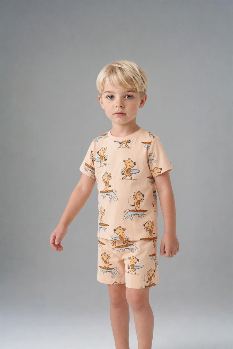 DeFacto Pink BabyBoy Baby Boy 100% Cotton Animal Print 2 Piece Pajama Set Casual - Image 5
