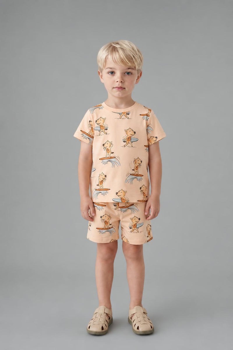 DeFacto Pink BabyBoy Baby Boy 100% Cotton Animal Print 2 Piece Pajama Set Casual - Image 4