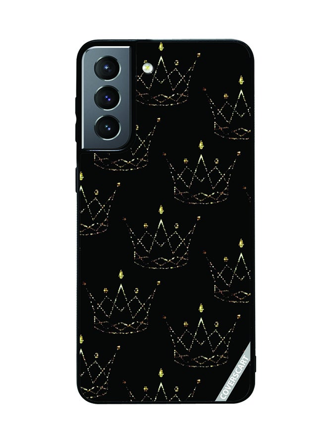 غطاء حماية لهاتف سامسونج جالاكسي S21 بلس 5G بتصميم تاج أسود