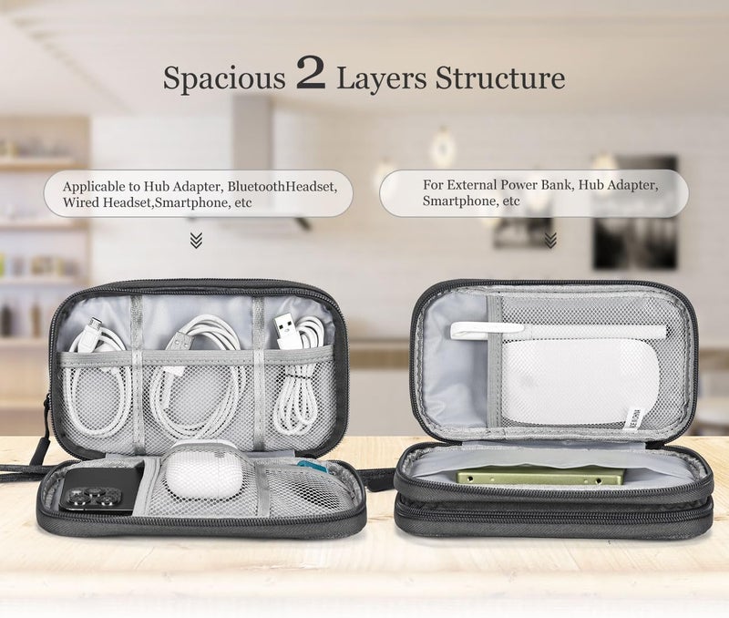CAOODKDK Electronic Organizer Travel Cable Accessories Bag, Electronic Organizer Case, Waterproof Electronic Accessories Organizer Bag for Power Bank, Charging Cords, USB Cable (Dark Gray) - Image 3