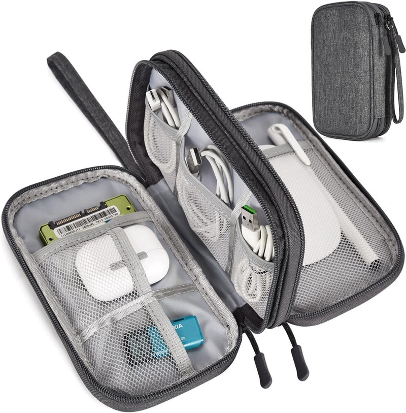 CAOODKDK Electronic Organizer Travel Cable Accessories Bag, Electronic Organizer Case, Waterproof Electronic Accessories Organizer Bag for Power Bank, Charging Cords, USB Cable (Dark Gray) - Image 1