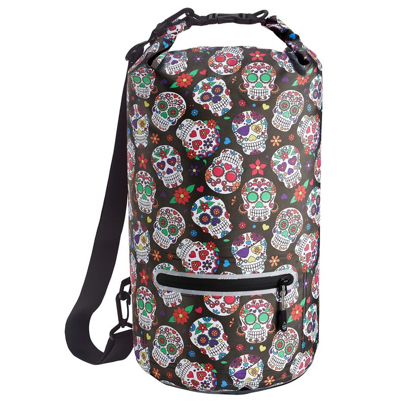 Skog Kust DrySak Roll Top Waterproof Bag for Travel Outdoors 10L Sugar Skulls