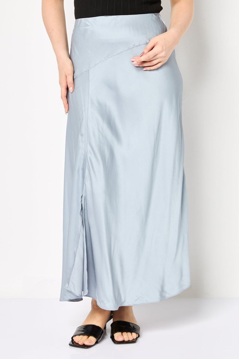 SELECTED Women Solid A-Line Skirt, Grey - Image 1