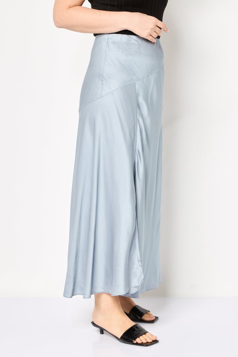 SELECTED Women Solid A-Line Skirt, Grey - Image 3