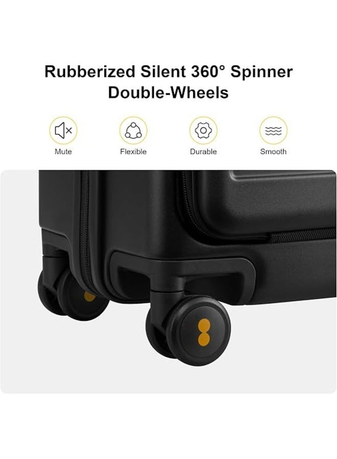 Loren Migo Premium Black Hard Shell Trolley Luggage, Travel Suitcase with Front Storage & Laptop Compartment , 360° Spinner Wheels and Telescopic Handle, 19 Inches Capacity Ideal Travel Bag - Image 3