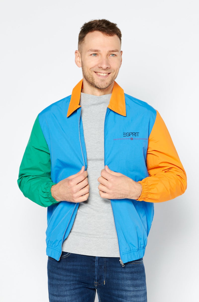 ESPRIT Men Brand Logo Windbreaker Jacket, Blue  - Image 1