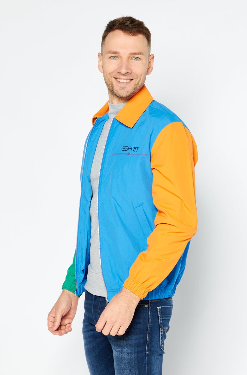 ESPRIT Men Brand Logo Windbreaker Jacket, Blue  - Image 3
