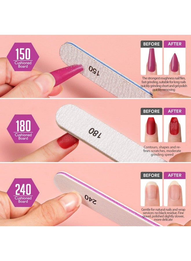 تينيتور مبرد أظافر عازل للأظافر للأظافر الطبيعية والأظافر الأكريليكية، كتلة عازلة للتقليم، حبيبات مختلفة مستقيمة - Image 4